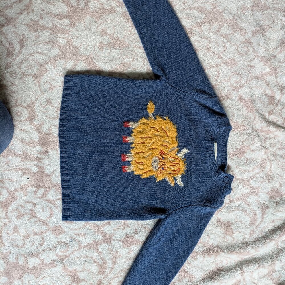 Jojo Maman Bebe Kids Blue Wool Highland Sweater Size 2-3 Years